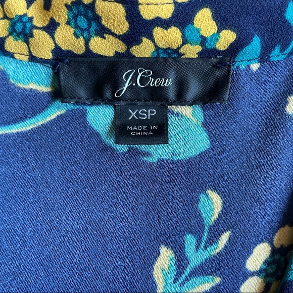J Crew Floral Wrap Blouse - Navy and Gold, Size XSP - Picture 8 of 10